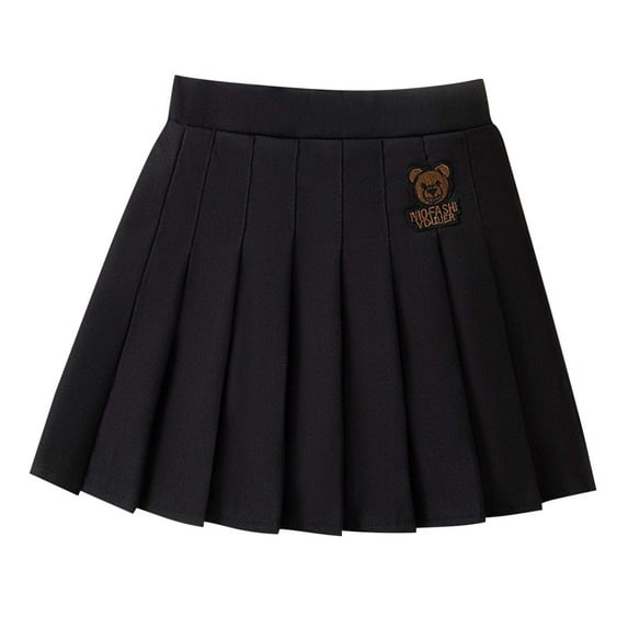ZACPNCV Girl School Uniform Pleated Scooter Skirt with Under Shorts Pull On Elastic Waist Skirt Black 13-14 Years