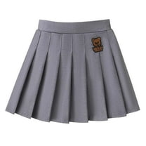 ZACPNCV Girl School Uniform Pleated Scooter Skirt with Under Shorts Pull On Elastic Waist Skirt Gray 5-6 Years