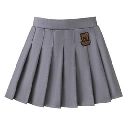 Women Girls High Waisted Plain Pleated Skirt Skater Tennis School