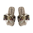 thumbnail image 1 of ZACPNCV Girl's Bow Slip on Slippers Open Toe Braided Slides Flat Sandals Black 4-5 Years, 1 of 5