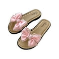 thumbnail image 1 of ZACPNCV Girl's Bow Slip on Slippers Open Toe Braided Slides Flat Sandals Pink 4-4.5 Years, 1 of 4