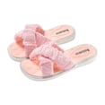 thumbnail image 1 of ZACPNCV Girl's Bow Slip on Slippers Open Toe Braided Slides Flat Sandals Pink 8-9 Years, 1 of 9