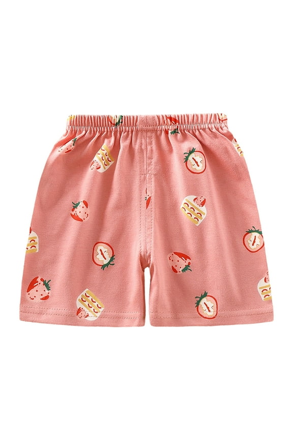 Girl's Cartoon Graphic Cute Track Shorts Elastic Waist Summer Casual Shorts Pink 1-2 Years