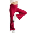 thumbnail image 1 of ZACPNCV Girl's Flare Leggings with Pockets Knit Rib Kids Stretch Bell Bottoms Flare Pants Dance Bell Bottoms Leggings Pink 6-7 Years, 1 of 9
