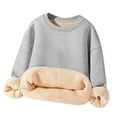 thumbnail image 1 of ZACPNCV Girl's Fleece Sherpa Lined Sweatshirt Warm Winter Pulr Sweaters Cozy Thick Crewneck Sweatshirts with Pockets Gray 3-4 Years, 1 of 4