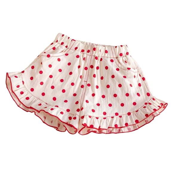 ZACPNCV Girl's Layered Ruffle Shorts Elastic Waist Bloomer Shorts Red 4-5 Years