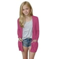 thumbnail image 1 of ZACPNCV Girl's Long Sleeve Cardigan Solid Comfy Cute Rash Guard Jackets Coat Teens Sun Beach Clothes Hot Pink 9-10 Years, 1 of 8