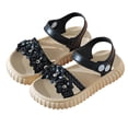 thumbnail image 1 of ZACPNCV Girl's Sandals Clear Rhinestone Glitter Ankle Strap Flat Sandals Summer Beach Vacation Sandal Black 9.5-10 Years, 1 of 7