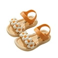 thumbnail image 1 of ZACPNCV Girl's Sandals Clear Rhinestone Glitter Ankle Strap Flat Sandals Summer Beach Vacation Sandal Orange 0-3 Months, 1 of 4