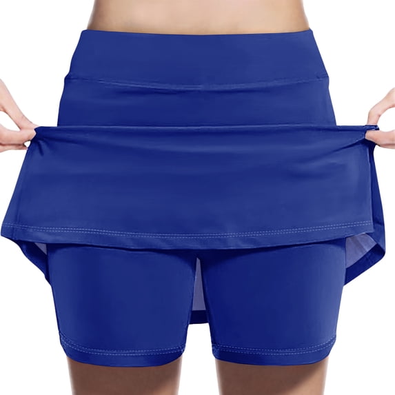 ZACPNCV Girl's Skorts Tummy Control Skorts Dressy Casual High Waist Athletic Shorts Skirts Blue 6-7 Years