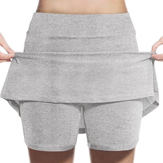 ZACPNCV Girl's Skorts Tummy Control Skorts Dressy Casual High Waist Athletic Shorts Skirts Gray 5-6 Years