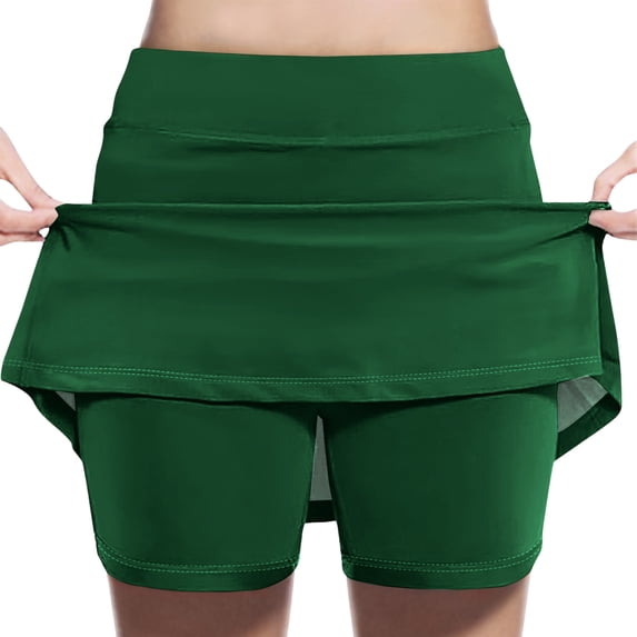 ZACPNCV Girl's Skorts Tummy Control Skorts Dressy Casual High Waist Athletic Shorts Skirts Green 12-13 Years