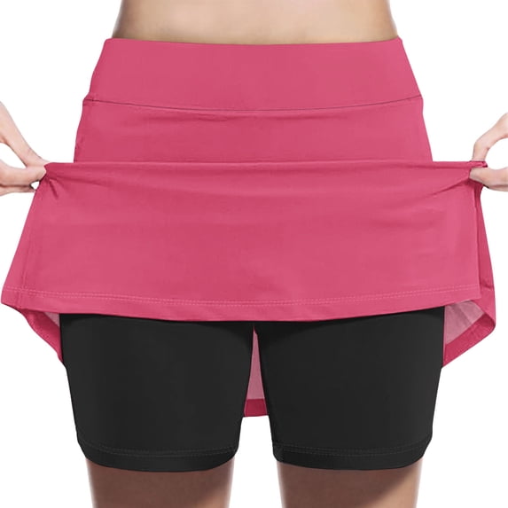 ZACPNCV Girl's Skorts Tummy Control Skorts Dressy Casual High Waist Athletic Shorts Skirts Hot Pink 3-4 Years