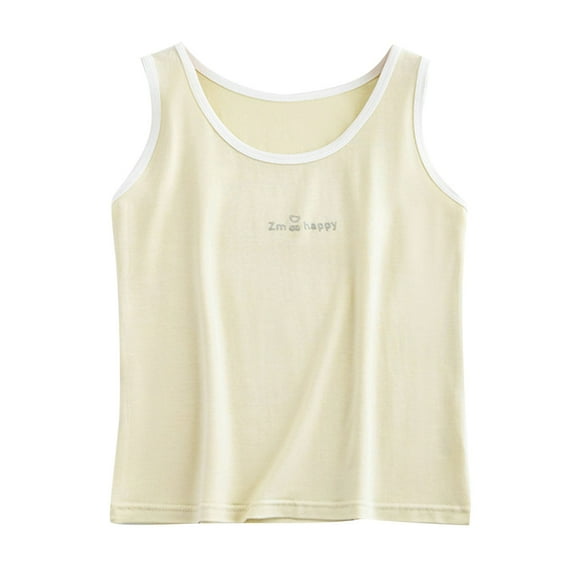 ZACPNCV Girl’s Sleeveless Tank Top Cute Printed Casual Spaghetti Strap Camisole Summer Cotton Cami Yellow 9-10 Years