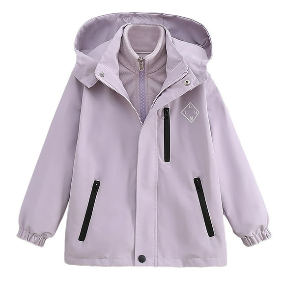 ZACPNCV Girl's Waterproof Ski Jacket Warm Hooded Winter Snow Coat Windbreaker Hooded Coat Purple 5-6 Years