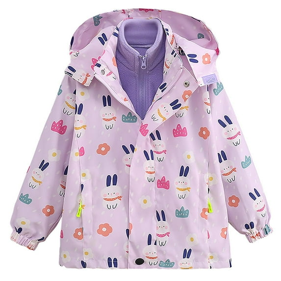 ZACPNCV Girl's Waterproof Ski Jacket Warm Hooded Winter Snow Coat Windbreaker Hooded Coat Purple 7-8 Years