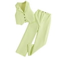 thumbnail image 1 of ZACPNCV Girls 2 Piece Outfits Sleeveless Button Down V Neck Vest with Pants Set Summer Clothes Green 7-8 Years, 1 of 4