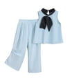 thumbnail image 1 of ZACPNCV Girls 2 Piece Outfits Sleeveless Button Down V Neck Vest with Pants Set Summer Clothes Light Blue 2-3 Years, 1 of 4