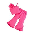 thumbnail image 1 of ZACPNCV Girls 2 Piece Outfits Sleeveless Vest with Flare Pants Set Summer Clothes Hot Pink 4-5 Years, 1 of 4