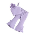 thumbnail image 1 of ZACPNCV Girls 2 Piece Outfits Sleeveless Vest with Flare Pants Set Summer Clothes Purple 5-6 Years, 1 of 4