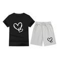 thumbnail image 1 of ZACPNCV Girls 2 Piece Summer Outfits Kids Short Sleeve T-Shirts and Elastic Waist Shorts Clothing Sets Black 2-3 Years, 1 of 1