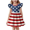 thumbnail image 1 of ZACPNCV Girls 4th of July Dress Toddler Girl USA Flag Dresses Flutter Sleeve Patriotic Clothes Independence Day Outfits Blue 5-6 Years, 1 of 6