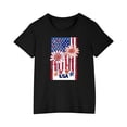 thumbnail image 1 of ZACPNCV Girls 4th of July T-Shirt USA Tees Stars Crew Neck Short Sleeve Striped Shirts Kids Flag Clothes Black 7-8 Years, 1 of 9