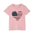 thumbnail image 1 of ZACPNCV Girls 4th of July T-Shirt USA Tees Stars Crew Neck Short Sleeve Striped Shirts Kids Flag Clothes Pink 5-6 Years, 1 of 9