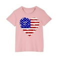 thumbnail image 1 of ZACPNCV Girls 4th of July T-Shirt USA Tees Stars Crew Neck Short Sleeve Striped Shirts Kids Flag Clothes Pink 7-8 Years, 1 of 9