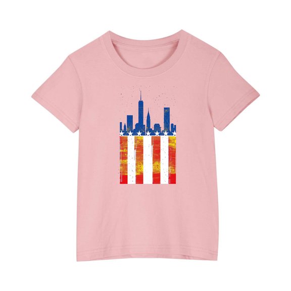 ZACPNCV Girls 4th of July T-Shirt USA Tees Stars Crew Neck Short Sleeve Striped Shirts Kids Flag Clothes Pink 9-10 Years