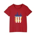 thumbnail image 1 of ZACPNCV Girls 4th of July T-Shirt USA Tees Stars Crew Neck Short Sleeve Striped Shirts Kids Flag Clothes Red 4-5 Years, 1 of 9