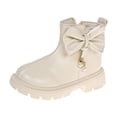 thumbnail image 1 of ZACPNCV Girls Ankle Boots Kids Booties Slip on Sole Low Heel Fall Boot for Kid Beige, 1 of 8