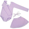 thumbnail image 1 of ZACPNCV Girls Ballet Dance Leotards with Long Sleeve Gauze Skirt and Bowknot Back Purple 6-7 Years, 1 of 9