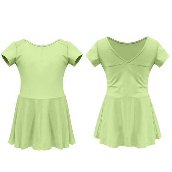 ZACPNCV Girls Ballet Leotards Dance Leotards Ruffle Short Sleeve Gymnastics Outfits Mint Green 4-5 Years