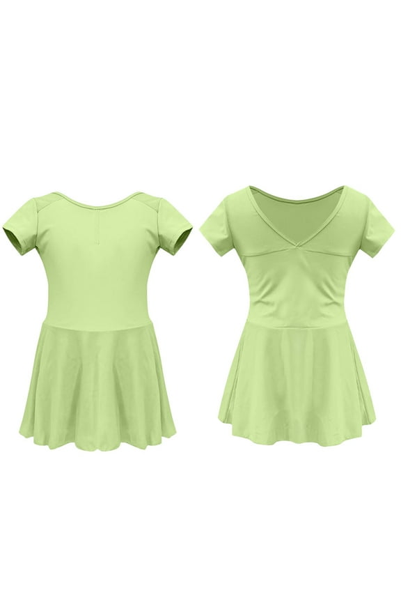 Girls Ballet Leotards Dance Leotards Ruffle Short Sleeve Gymnastics Outfits Mint Green 7-8 Years