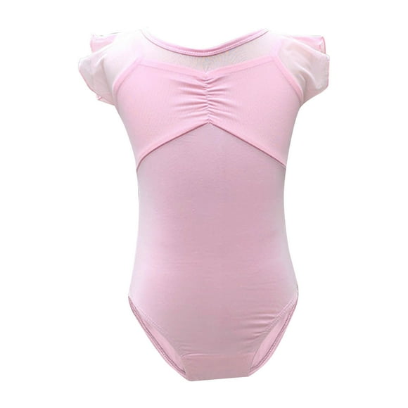ZACPNCV Girls Ballet Leotards Dance Leotards Ruffle Short Sleeve Gymnastics Outfits Pink 2-3 Years