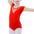 thumbnail image 1 of ZACPNCV Girls Ballet Leotards Dance Leotards Ruffle Short Sleeve Gymnastics Outfits Red 7-8 Years, 1 of 7