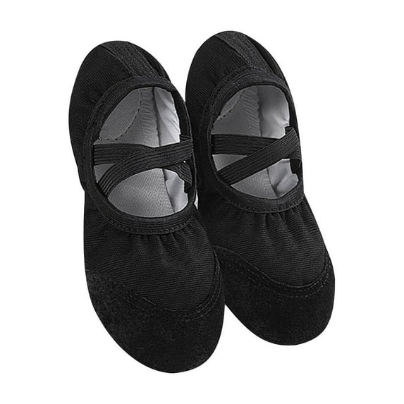 ZACPNCV Girls Ballet Shoes Toddler Dancing Flats for Kids Split Sole Dance Slipper for Perform Dance Yoga Black 10-11 Years
