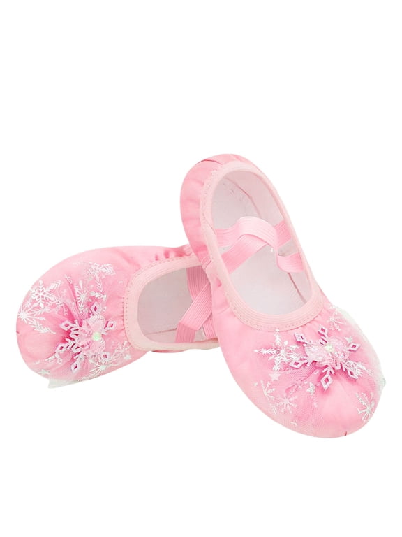 Girls Ballet Shoes Toddler Dancing Flats for Kids Split Sole Dance Slipper for Perform Dance Yoga Pink 7-8 Years