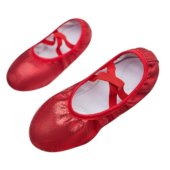 ZACPNCV Girls Ballet Shoes Toddler Highly Elastic Canvas Ballet Slippers Kids Ballerina Dance Shoes Red