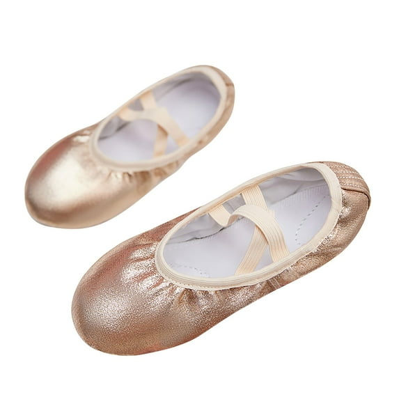 ZACPNCV Girls Ballet Shoes Toddler Highly Elastic Canvas Ballet Slippers Kids Ballerina Dance Shoes Rose Gold