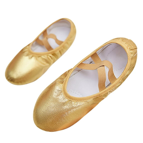 ZACPNCV Girls Ballet Shoes Toddler Highly Elastic Canvas Ballet Slippers Kids Ballerina Dance Shoes Yellow