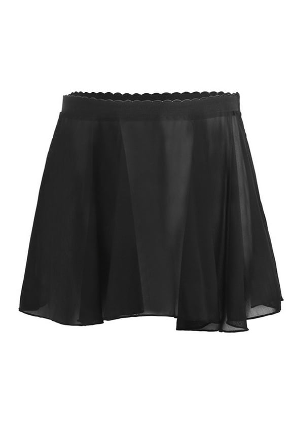 Girls Ballet Wrap Skirts Sheer Chiffon Dance Over Scarf for Leotards Gymnastic Ballerina Outfit for Kids Black 12-13 Years