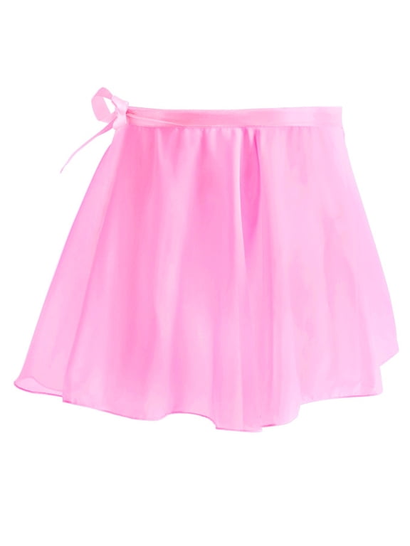 Girls Ballet Wrap Skirts Sheer Chiffon Dance Over Scarf for Leotards Gymnastic Ballerina Outfit for Kids Pink 12-13 Years
