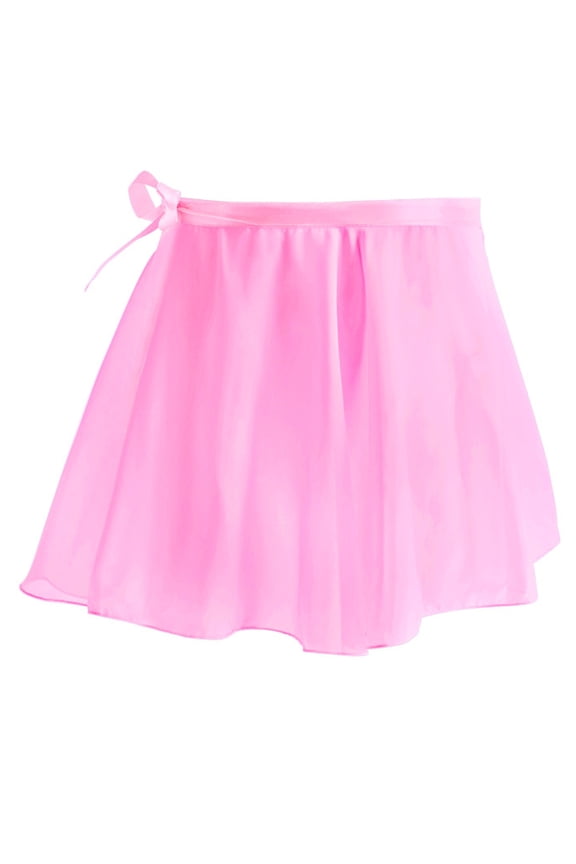 Girls Ballet Wrap Skirts Sheer Chiffon Dance Over Scarf for Leotards Gymnastic Ballerina Outfit for Kids Pink 5-6 Years