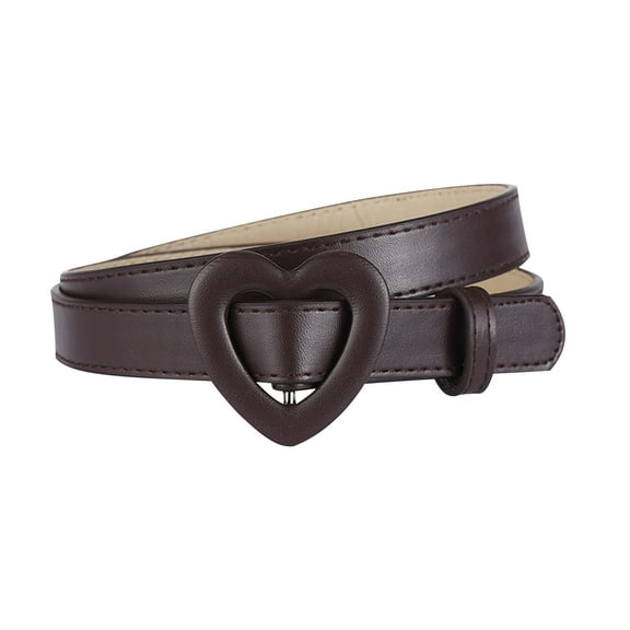 ZACPNCV Girls Belt Kids PU Leather Belts Adjustable Hollow Heart Shape with Silver Buckle Versatile for Dresses Pants Jeans Coffee Free Size