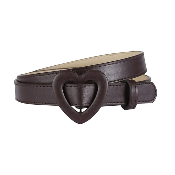 ZACPNCV Girls Belt Kids PU Leather Belts Adjustable Hollow Heart Shape with Silver Buckle Versatile for Dresses Pants Jeans Coffee Free Size