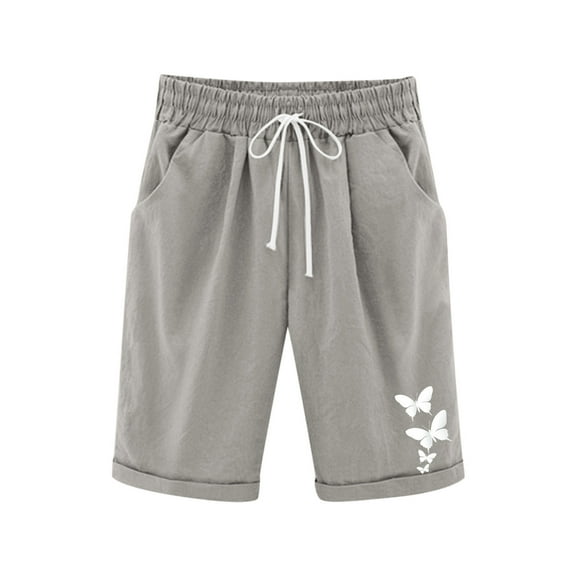 ZACPNCV Girls Bermuda Shorts Knee Length Straight Leg Long Shorts Loose Casual Solid Drawstring Elastic Waist Short Pants Gray 11-12 Years