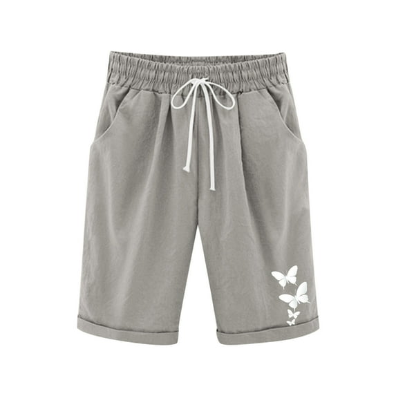 ZACPNCV Girls Bermuda Shorts Knee Length Straight Leg Long Shorts Loose Casual Solid Drawstring Elastic Waist Short Pants Gray 12-13 Years