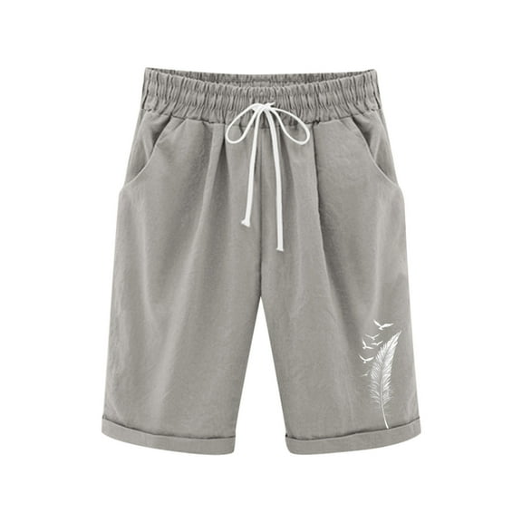 ZACPNCV Girls Bermuda Shorts Knee Length Straight Leg Long Shorts Loose Casual Solid Drawstring Elastic Waist Short Pants Gray 5-6 Years